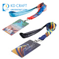 Wholesale custom logo round nylon polyester heat transfer printing retractable plain id badge card lanyard with plastic holder